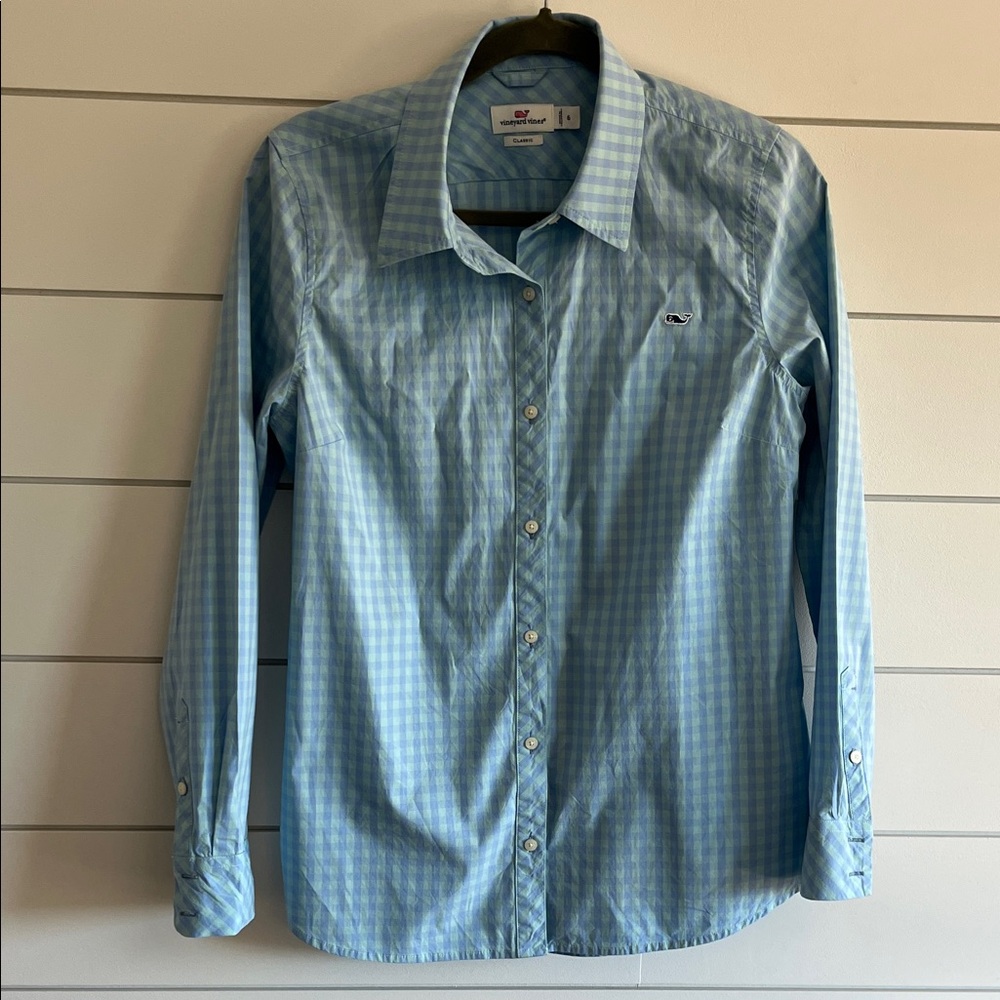 Vineyard Vines Light Blue Gingham Button-Down Shirt